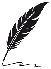 Obraz premium Classic black quill pen silhouette with a flowing ink stroke suitable for writing or drawing