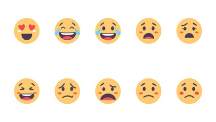 Fototapeta premium Emoticon Array: Capturing a diverse array of feelings and reactions with playful emoji icons.