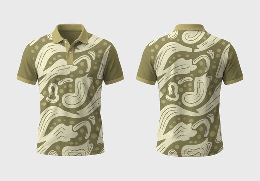 Minimal Olive Abstract Polo T Shirt Design Layout