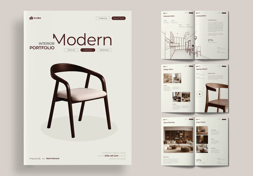 Minimal Interior Design Portfolio with Clean Modern Layout