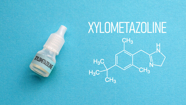 Xylometazoline nasal decongestant, relief of nasal congestion, sinus treatment and cold symptoms, vasoconstrictor medication, respiratory care, pharmacy product, healthcare and over the counter remedy
