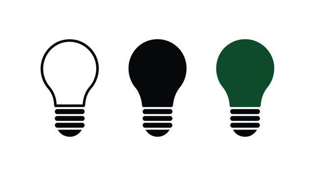 Light bulb icons, lamp symbols, idea illustrations, creative concept, vector graphics