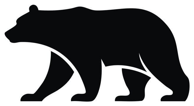 Black bear silhouette walking profile simple icon