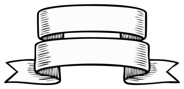 Vintage Hand Drawn Ribbon Banner Illustration with Space for Text or Message