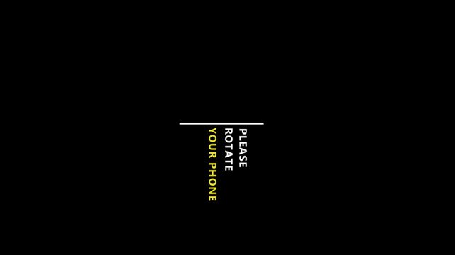 Please rotate your phone animation 4k video on black background, Turn you Smartphone and rotate device screen, Phone flip sign, Rotate device screen On Black Background