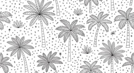 Obraz premium Palm Tree Pattern Black and White Tropical Design.