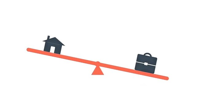 Conceptual illustration depicting the challenge of balancing home and career responsibilities, highlighting the dominance of work obligations in modern society