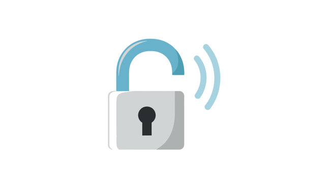 Open padlock with wifi signal, symbolizing secure wireless connection and unlocked access