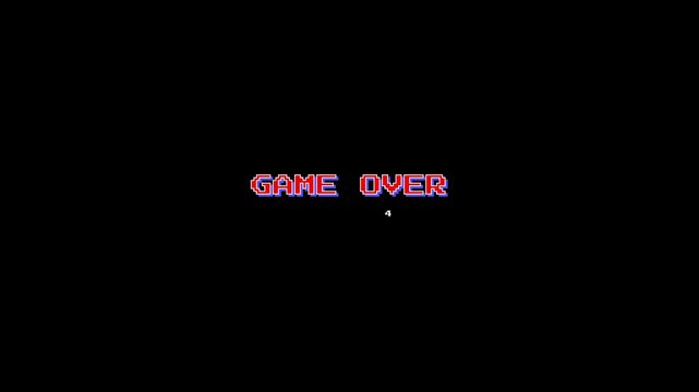 Game Over screen for video game interface.