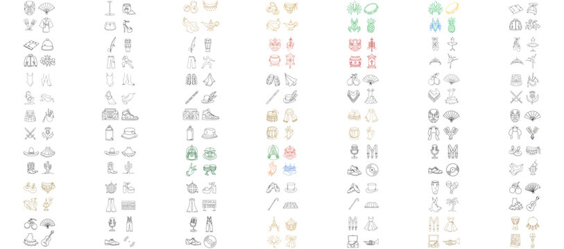 196 Dance and Performing Arts Mega Vector Icon Set Bundle with Editable Stroke. Minimalist Line Art Collection of Ballet, Hip Hop, Flamenco, Kabuki, Samba, and Global Cultural Dance Symbols.