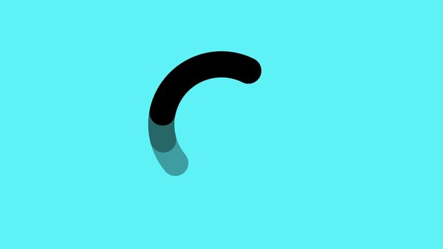 A cool blue background a loading indicator composed of a curved segment with a gradient from dark blue to light teal, signifying a waiting or processing state