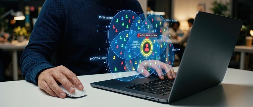Data analysis and user interaction office environment digital interface business insights professional workspace visual data representation