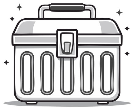 Shiny Graphic Toolbox Container Illustration Gray Metalic Tool Box Equipment Storage