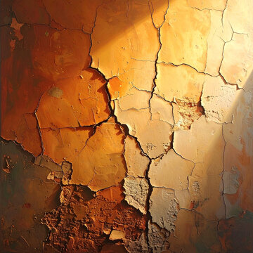 Abstract texture of a cracked and weathered concrete wall.