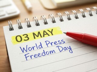 Obraz premium World Press Freedom Day Notebook Reminder Highlighted Date May.