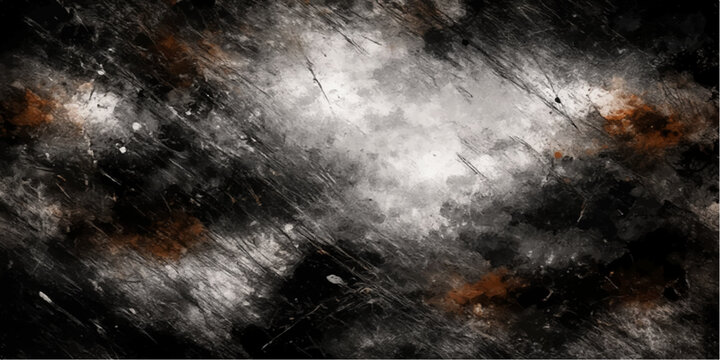 An abstract dark grunge background features a blue stormy sky with smoke and light textures, offering ample space for text amidst a night fog of winter clouds and stars
