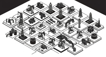Isometric Chess Board with Pieces in Strategic Position. © Budd