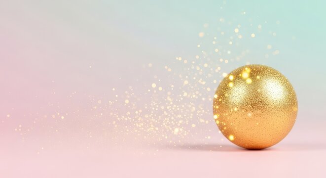Fondo elegante de textura suave en tonos pastel difuminados, decorado con delicadas motas doradas que brillan con una luz sutil y m&aacute;gica, fiesta, espacio, luz