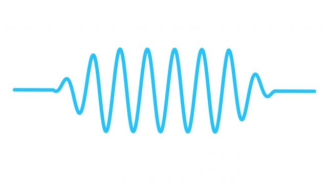 Minimalist blue wave oscillation on white background for sound and technology projects