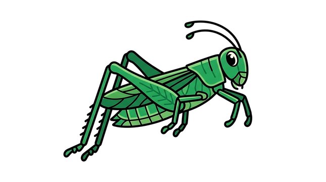 Green grasshopper insect illustration.