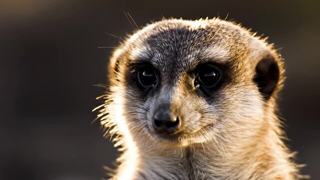 Majestic Meerkat Portrait with Golden Sunset Backlighting for Wildlife Documentaries and Nature Educational Content.