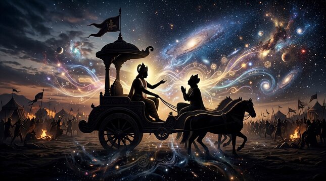 Krishna Reveals Universal Truths to Arjuna Before War