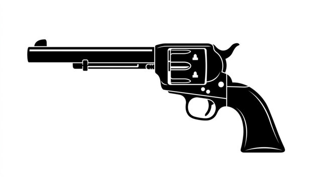 Wild West revolver silhouette cowboy pistol vector illustration isolated on white background