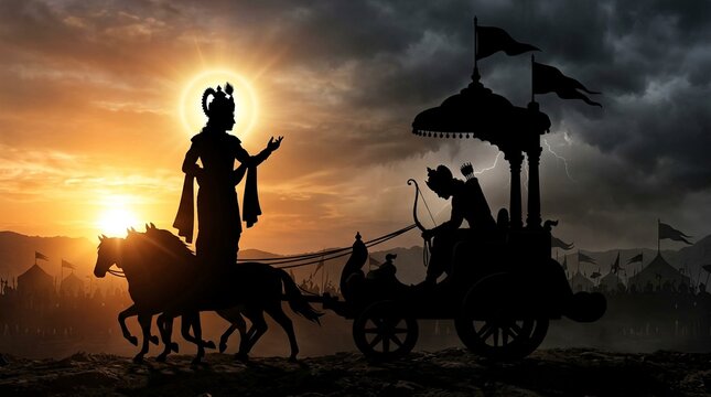 Krishna and Arjuna Sacred Dialogue of Dharma and Duty
