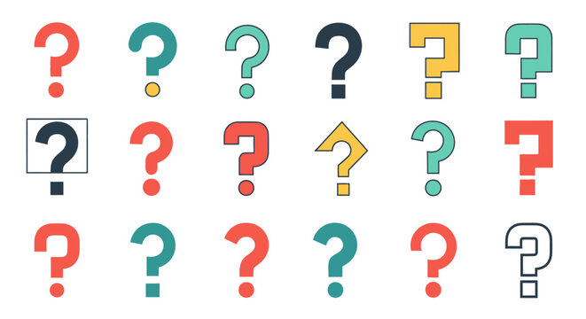Colorful Question Marks Background - Uncertainty, Confusion, Inquiry, Options, Choice