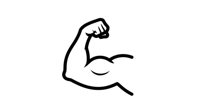 Flexing Bicep Arm Icon - Strong Muscular Body Part Outline