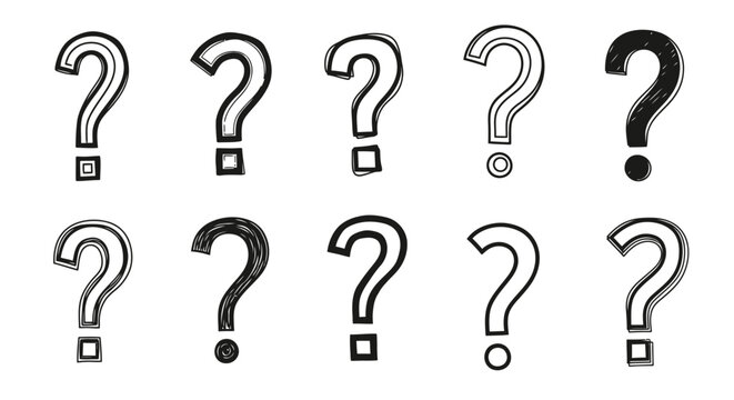 Hand Drawn Question Marks Collection - Uncertainty, Inquiry, Doubt, Mystery, Confusion