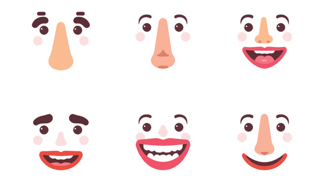 Facial Expressions: A collection of various simplified facial expressions, showcasing a range of human emotions.