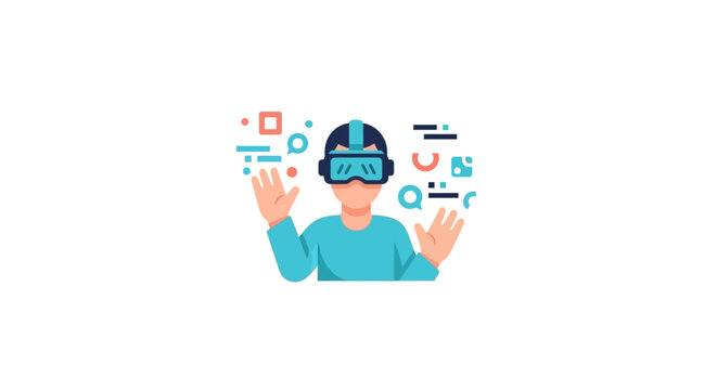 Person wearing virtual reality headset.