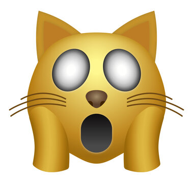 Weary cat face emoji illustration, isolated on transparent background.
