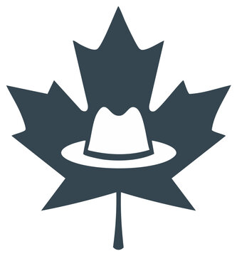 Canadian maple leaf wearing a detective hat symbolizing national intelligence and mystery