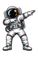 Obraz premium Cartoon astronaut character dabbing colorful vector illustration with transparent background high-quality professional detailed modern elegant stylish clean crisp vibrant digital creative innovative.