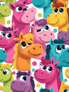 seamless pattern with funny colourfull animals