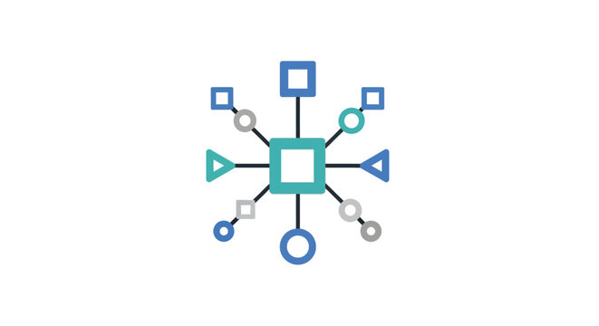Colorful geometric shapes network design.