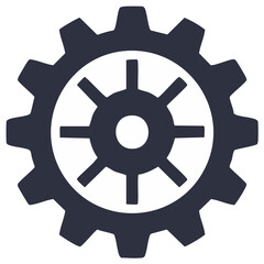 Obraz premium Dark Silhouette of a Single Gear Wheel with Inner Spokes and Hub Concept for Mechanics or Industry