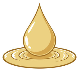 Fototapeta premium Golden liquid drop creating ripples in a puddle, stylized vector illustration of viscous fluid splash