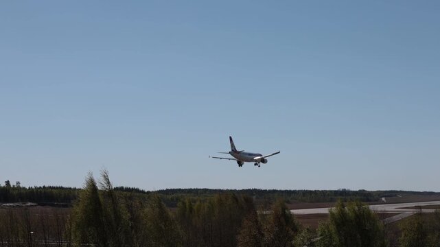 Stockholm, Sweden A commercial airliner lands at Arlanda Airport. 
