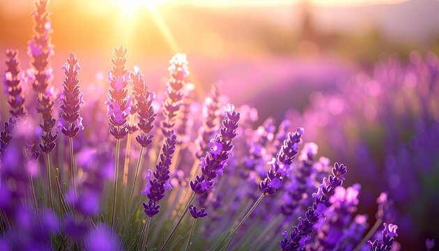 Lavendelbl&uuml;ten im Fr&uuml;hling mit sanftem Licht
