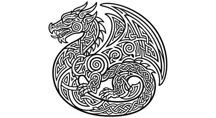 Fototapeta premium Celtic Dragon Tattoo Design Vector Art