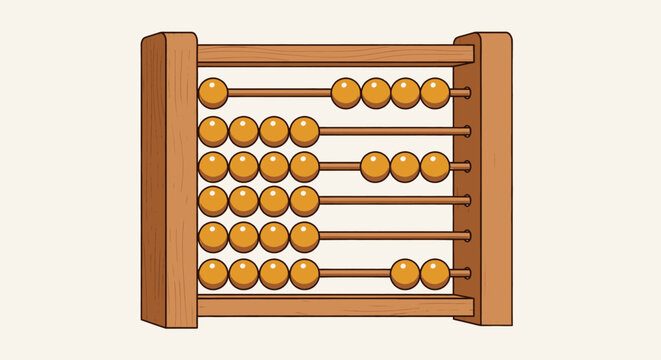 Wooden abacus with orange beads for counting and calculation, an educational tool for children's arithmetic and early learning concepts