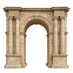 Obraz premium Classical stone arch with ionic columns isolated on transparent background