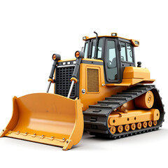 Fototapeta premium Heavy Duty Yellow Crawler Bulldozer for Earthmoving and Industrial Construction Work