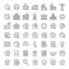 Fototapeta premium Various house and building structures icons.