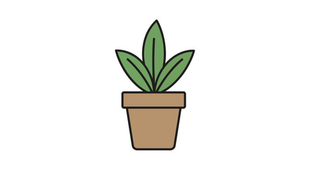 Fototapeta premium Minimalist green potted plant illustration isolated on white background