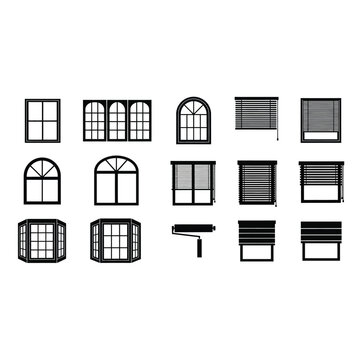 Variety of Windows: A collection of meticulously designed window illustrations. Showcasing different styles and functionalities. A graphic display of architectural diversity.
