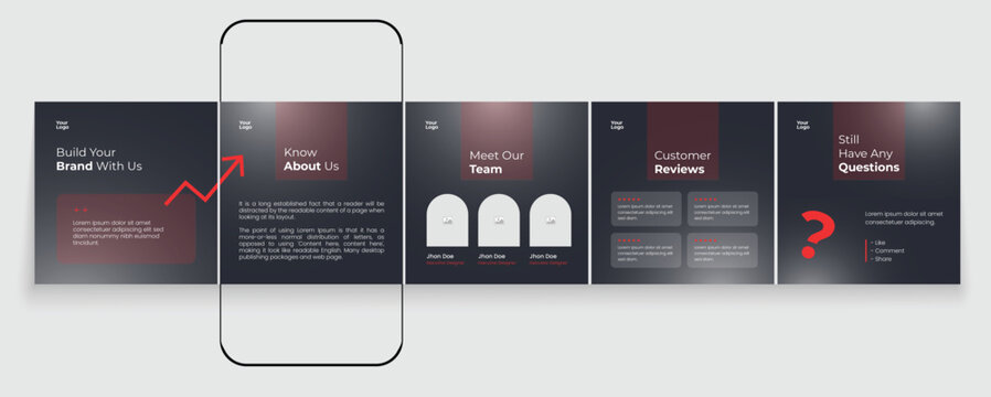 Set of LinkedIn carousel post, ui ux social media Instagram carousel post, modern and editable business carousel template design	
